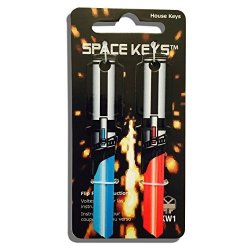 Pair Of Red And Light Blue Saber Shaped "space Weapon" Keys - Kwikset KW1 KW10