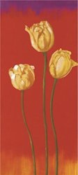 CaylayBrady 'yellow Tulips In Red Background' Oil Painting 30X67 Inch 76X171 Cm Printed On Perfect Effect Canvas This Amazing Art Decorative Canvas Prints Is