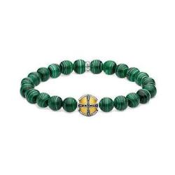 Cz Malachite & Cross Bead Bracelet - 19.50 Cm