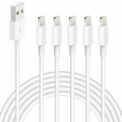 Iphone Charger 5 Pack 10FT Mbyy Mfi Certified Charger Lightning To USB Cable Compatible Iphone 11 PRO 11 XS MAX XR 8 7 6S 6 PLUS Ipad Pro air mini Ipod Touch Original Certified-white