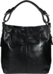 Icom Hobo Handbag With Side Zips Black