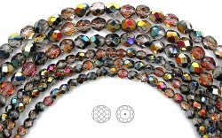 6MM 68 Crystal Santander Coated Czech Fire Polished Round Faceted Glass Beads 16 Inch