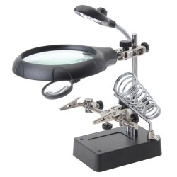 Work Stand Helping Hand Led Illumination Auxiliary Clip Magnifier With Soldering Stand