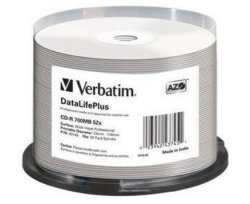 Verbatim - 700MB - Cd-r 52X - Professional Wide Printable Spindle - Pack Of 50
