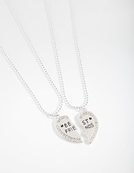 Kids Silver Rainbow Bff Heart Necklace Pack