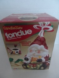 Candle Glow Fondue Holiday Fun Santa Clause Chocolate Dessert Fondue Set With 4 Forks By Casamoda