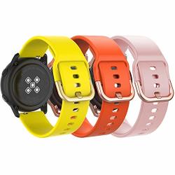 Moko Band Compatible With Samsung Galaxy Watch Active active 2 GALAXY Watch 42MM GEAR S2 Classic ticwatch 2 E VIVOACTIVE 3 3-PACK 20MM Silicone Replacement Sport Strap - Yellow&orange&pink