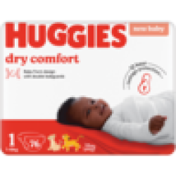 Huggies Dry Comfort Size 1 Disposable Nappies 1-6KG 76 Pack