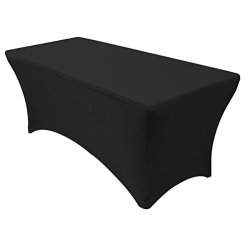 Superior Quality Rectangular Stretch Tablecloth Black -spandex Tight Fit Table Cover For Parties Trade Shows Djs Weddings And Events Of All Kinds. 4 Foot