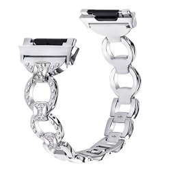 For Fitbit Ionic Band Aisports Fitbit Ionic Stainless Steel Rhinestone Band Bling Glitter Smart Watch Adjustable Replacement Bands Bracelet Buckle Clasp For Fitbit Ionic