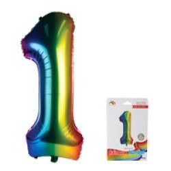 Balloon Aluminium Foil Number 1 2 Pack 106CM Metallic Rainbow