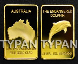 Endangered Dolphin Australia 24K Gold Clad Bar + Medallion