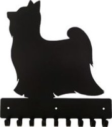 Yorkshire Terrier Key Rack & Leash Hanger 9 Hooks Black