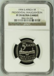 Nelson 1994 Mandela Presidential Inauguration PF70 Ngc Graded Finest Known Grade In The World