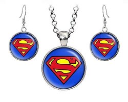 Classic Superman Necklace Justice League Pendant Man Of Steel Earrings Suicide Squad The Dark Knight Pendant Dc Comics Jewelry Wedding Party Geek Gift Geeky