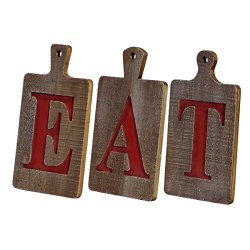 VIP Home & Garden 19" Decorative Wall Plaques Shaped As Wood Cutting Boards - Eat Letter Word Art