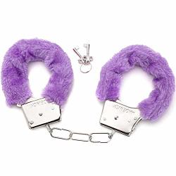 Fluffy Plush Wrist Handcuffs Police Game Cosplay Costume Party Children's Toy Metal Handcuffs Purple Plush Handcuffs