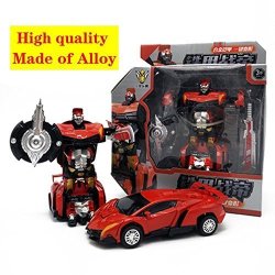 Sanyou One Key Deformation One Step Change Alloy Transformers Car Robot Models Toys For Boys Kids Anime Lamborghini-red
