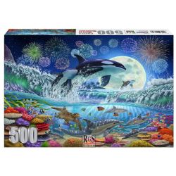 Orca In Moonlight 500 Piece Jigsaw Puzzle