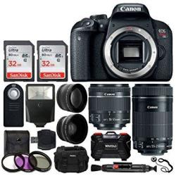 Canon Eos Rebel T7I Digital Slr Camera + Ef-s 18-55MM Is Stm Lens + Ef-s 55-250MM Is Stm Lens + Wide Angle Lens &