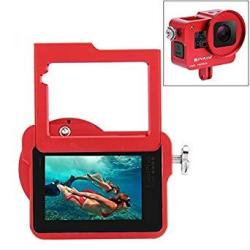 Puluz Housing Shell Case Cnc Aluminum Alloy Protective Cage With Insurance Frame & 52MM Uv Lens For Gopro HERO6 5 Red