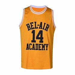 Caiyoo Mens 14 Smith Jersey The Fresh Prince Bel Air Academy Basketball Jersey S-xxl Yellow Small