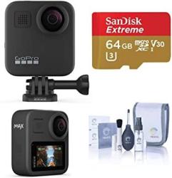GoPro Max Waterproof 360 Camera + Hero Style Video With Touch Screen Spherical 5.6K30 Uhd Video 16.6MP 360 Photos 1080P Live Streaming Basic Bundle