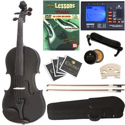 Cecilio Cvn- Ebony Fitted Solid Wood Violin With Tuner And Lesson Book - Metallic Size 4 4 full Size Black