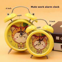 Metal Cute Student Fashion Bell Ring Mute Clock European Retro With Night Light Table Bedside Clock