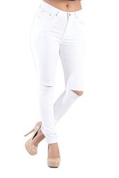 G-style Usa Hi Waist Ripped Skinny Pants RJH370 - White - XL - N7