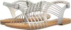 Not Rated Women's Iron Gate Flat Sandal Silver 6 M Us