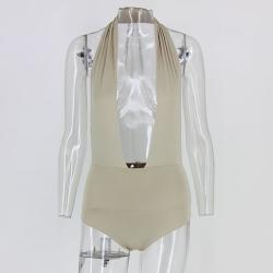 Yissang Backless Bodysuit - Khaki S