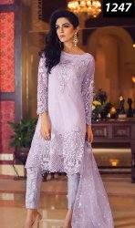 Indian Pakistani Dress Full Embroidery Designer 3pc Net Suit With Embroidered Net Dupatt- Unstiched