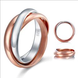 Whole Polished 2 Tones Solid Sterling Solid 925 Silver Wedding Ring