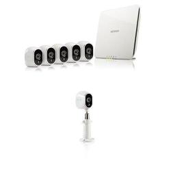Arlo Security System - 5 Wire-free HD Cameras Indoor outdoor Night Vision VMS3530 With Netgear Outdoor Security Mount In White