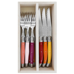 Steak Knives & Forks Set - Crepuscule 12PC In Wooden Box