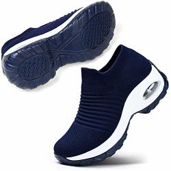 Women's Stq Running Shoes Sock-like Free Transform Flyknit Sport Shoes Navy 10