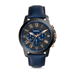 Fossil Grant FS5061 Watch with Grey Face & Blue Strap