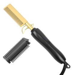 Electric Hair Hot Comb For Women And Men - 2 In 1 Straightener curling Iron