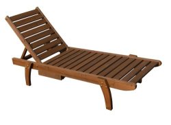 Hazlo Wooden Outdoor Sun Pool Lounger Beach Chair With Pull Out Tray