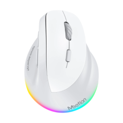 Meetion - Wireless Ergonomic Mouse With Rgb Lighting - White
