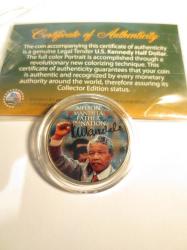 Nelson Mandela Father Of A Nation Colourized U.s. Kennedy Half Dollar Coin