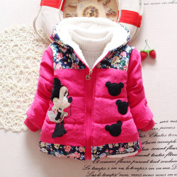 Winter Baby Girls Coats Minnie Jackets Fashion Hooded Outdoor Parka - Yellow 10-12 Months