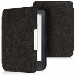 Kwmobile Case For Kobo Clara HD - Book Style Felt Fabric Protective E-reader Cover Folio Case - Dark Grey