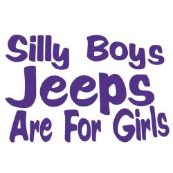 Silly Boy Jeeps Are For Girls Vinyl Decal Sticker Jeep Fun Purple