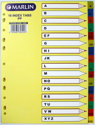 File 16 A - Z Index Dividers Polyprop Bright Colours