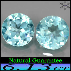 6.13ct Baby Blue Natural Topaz Gems Vs - Matching Pair Of Lustreous Fancy Faceted Rounds