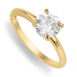 5CT Yellow Gold 1CT Created White Sapphire Solitaire Ring