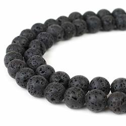 Joe Foreman 4mm Round Lava Rock Beads Black Beads for Jewelry Making Natural Gemstones and Crystals Beads Semi Precious 15