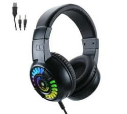 Dw E-sport Gaming Headphone With Built-in Microphone Colorful LED Light Volume Control - A7